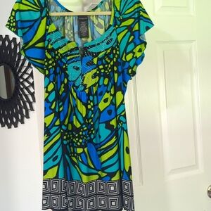 COVINGTON EMBELLISHED SHORT SLEEVE TUNIC XLARGE TOP